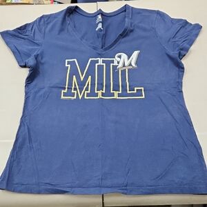 Blue MIL Women's V-Neck Top